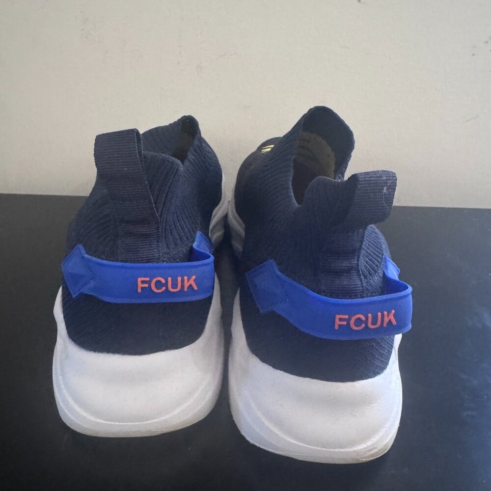 French Connection Sock Sneakers in Navy Blue w/ Yellow "FCUK", Men's US 13 - Picture 4 of 6